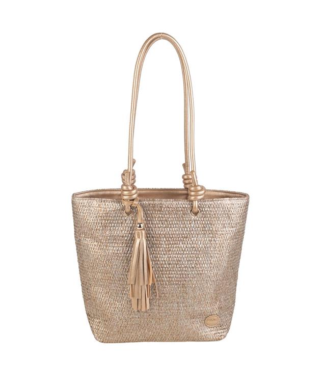 Bolso Tiesto pajilla metalizado Kbas oro