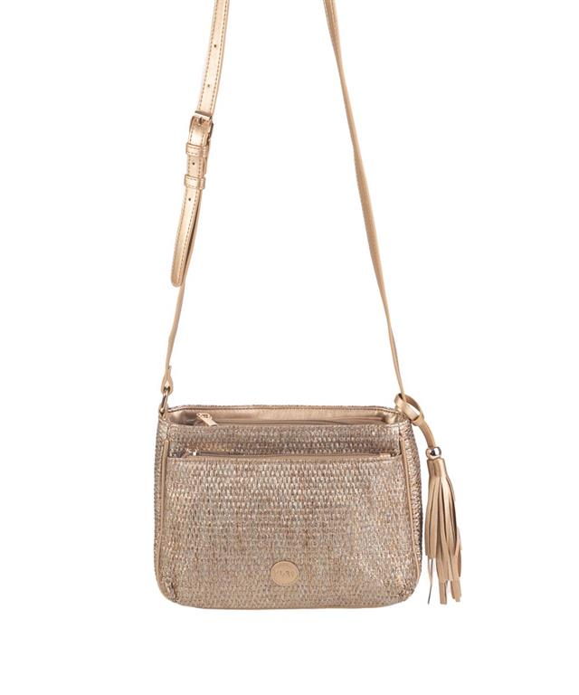Bolso bandolera metalizado pajilla Kbas oro