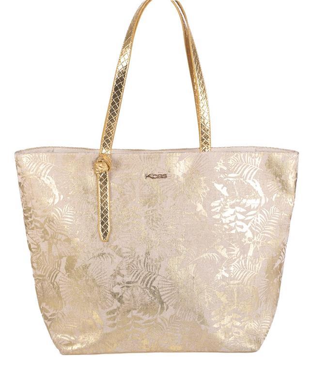 Bolsa de playa estampado metaliza Kbas oro
