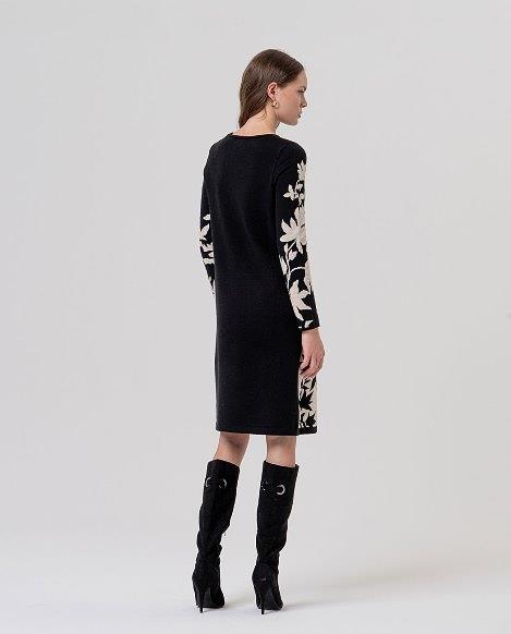 Vestido punto delantero bicolor hojas Surkana trasera