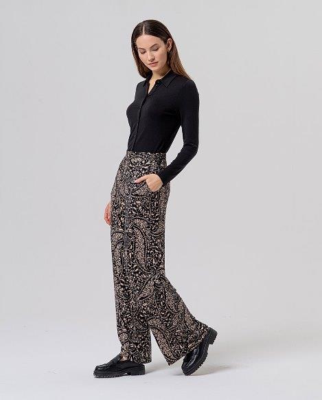 Pantalón punto estampado vegetal bicolor Surkana