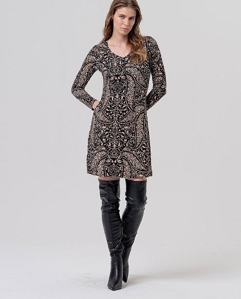 Vestido punto bicolor vegetal Surkana frontal