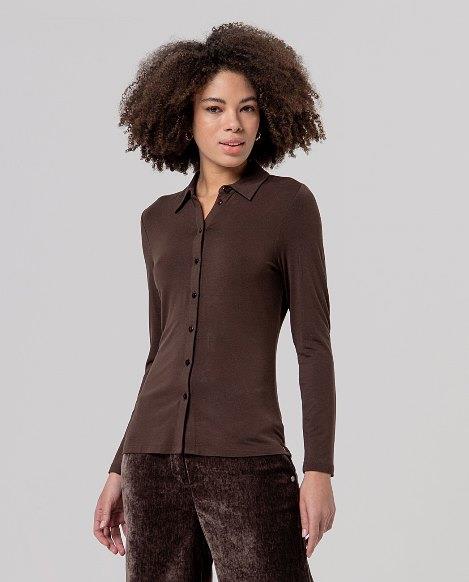 Camisa punto liso Surkana Baum marrón