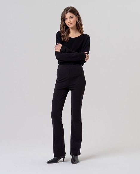 Pantalón punto de viscosa flare Surkana Baxy negro