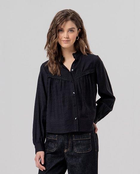 Camisa mao detalle delantero Surkana Babu negra