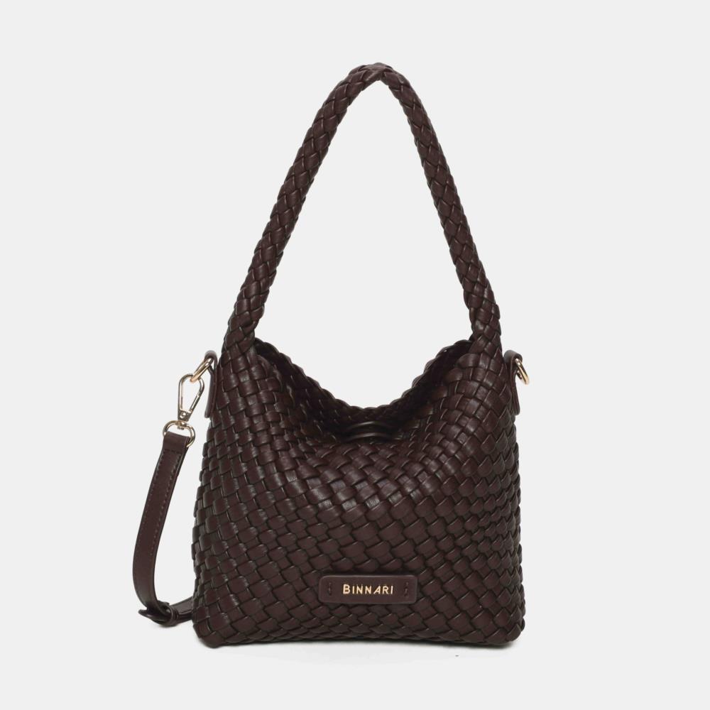 Bolso bandolera pequeño trenzado Binnari Lira marron