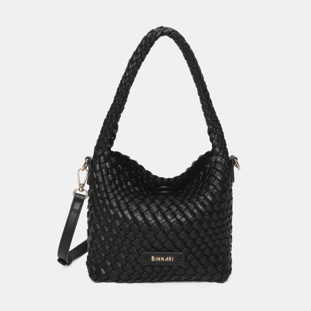 Bolso bandolera pequeño trenzado Binnari Lira negro
