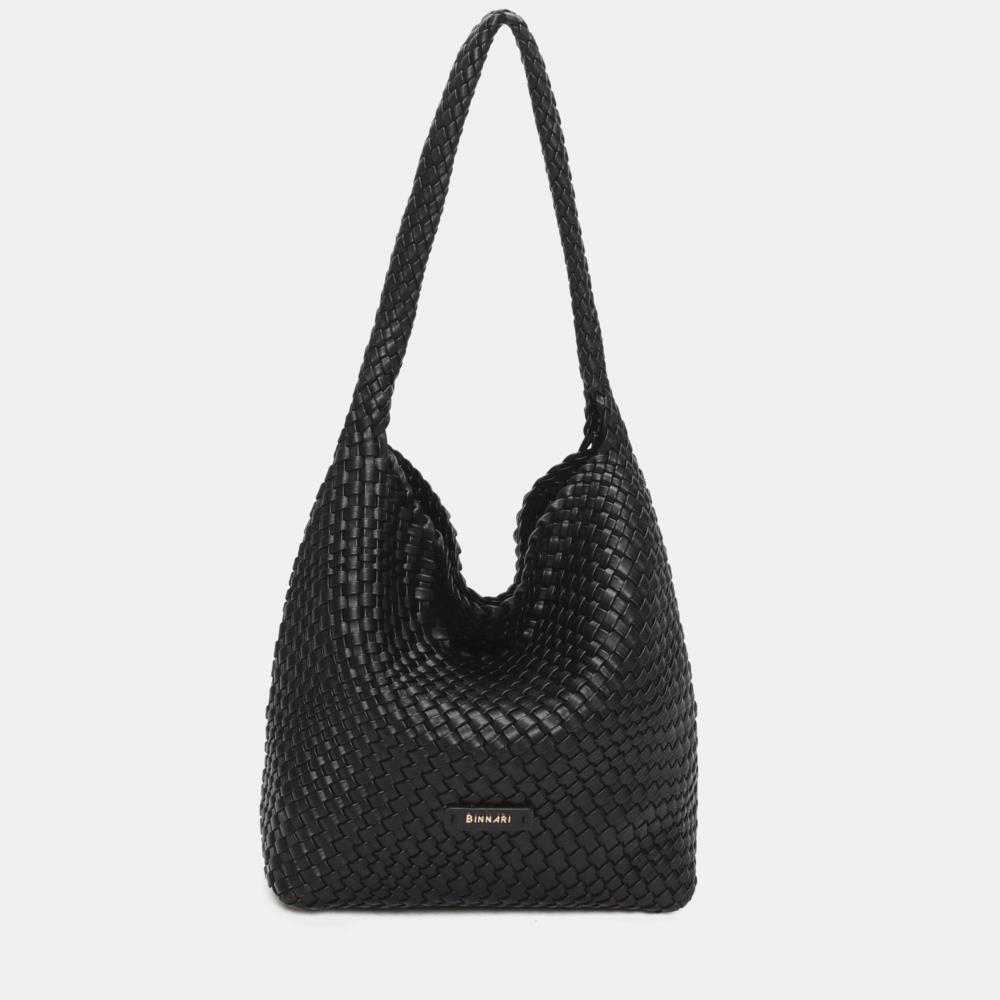 Bolso agondolado trenzado Binnari Lira negro