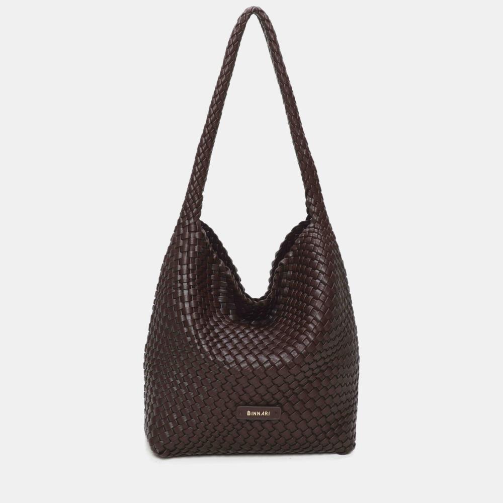 Bolso agondolado trenzado Binnari Lira marron