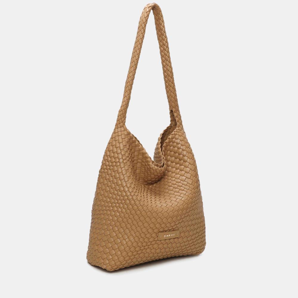 Bolso agondolado trenzado Binnari Lira camel