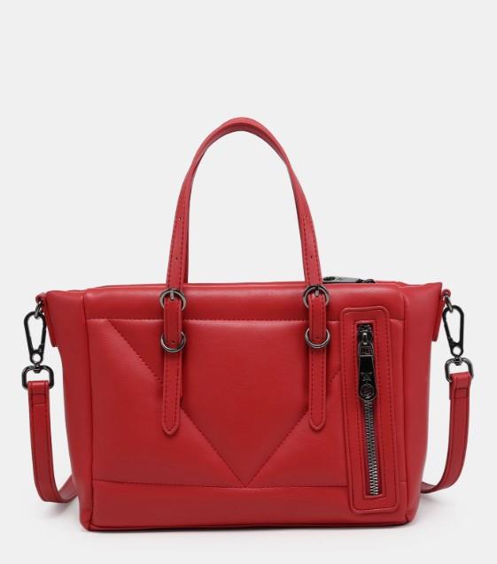 Bolso paquetero acolchado triangulo Pepe Moll Jessica rojo trasera