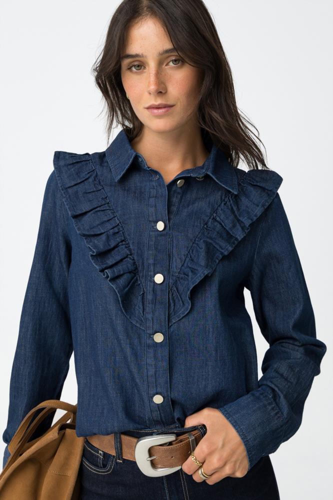 Camisa vaquera con volante Tiffosi West
