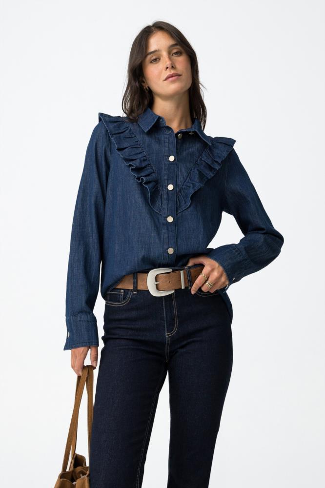 Camisa vaquera con volante Tiffosi West lejos