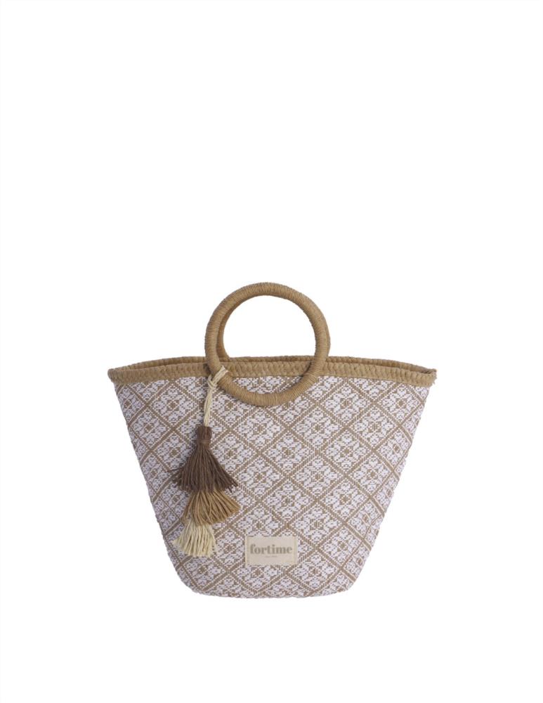 Bolso cestito con dos asas circulares mosaico Fortime