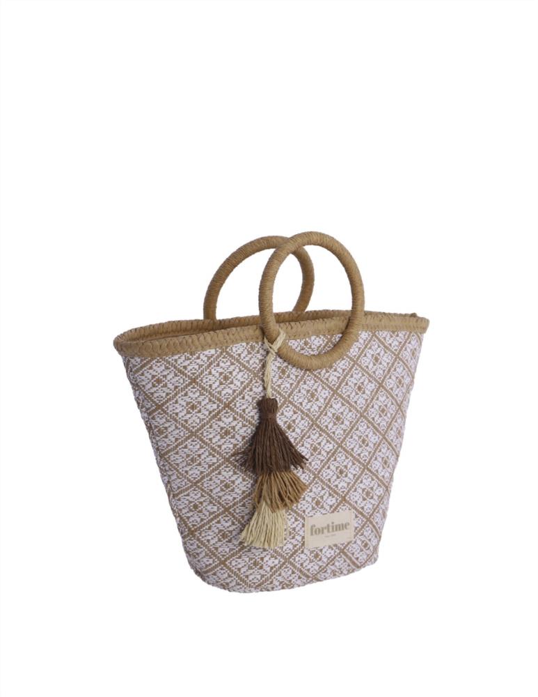 Bolso cestito con dos asas circulares mosaico Fortime ladeado