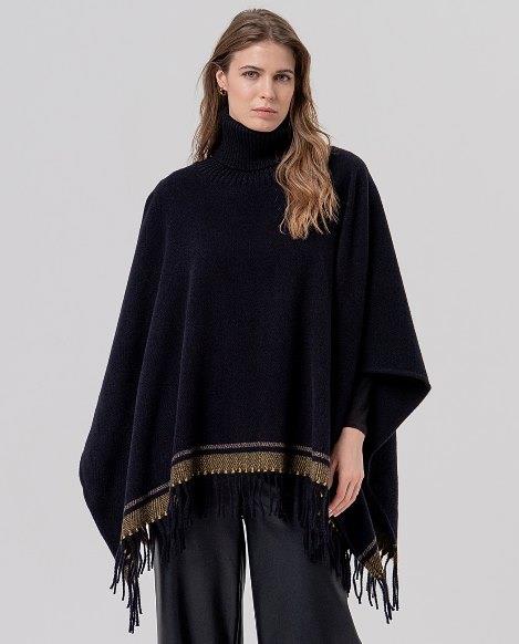 Poncho cisne espiga y flecos Surkana Pobi