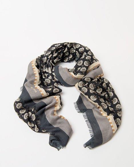 Foulard estampado abanicos Surkana Pani gris