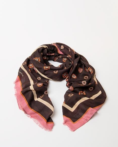 Foulard estampado rosetones Surkana Pani marrón