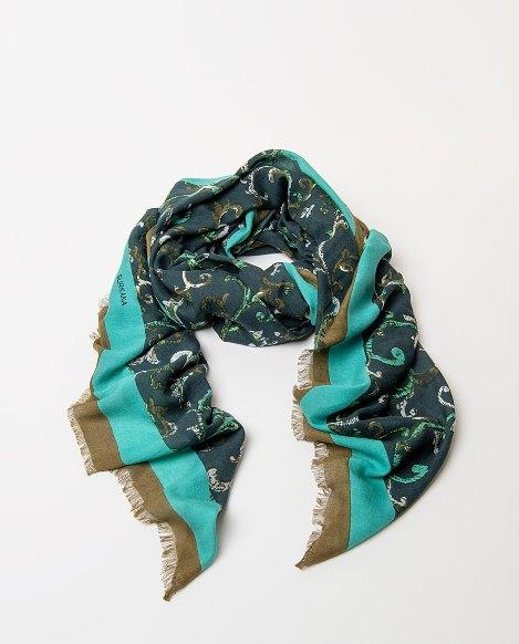 Foulard estampado acantos Surkana Pavi verde