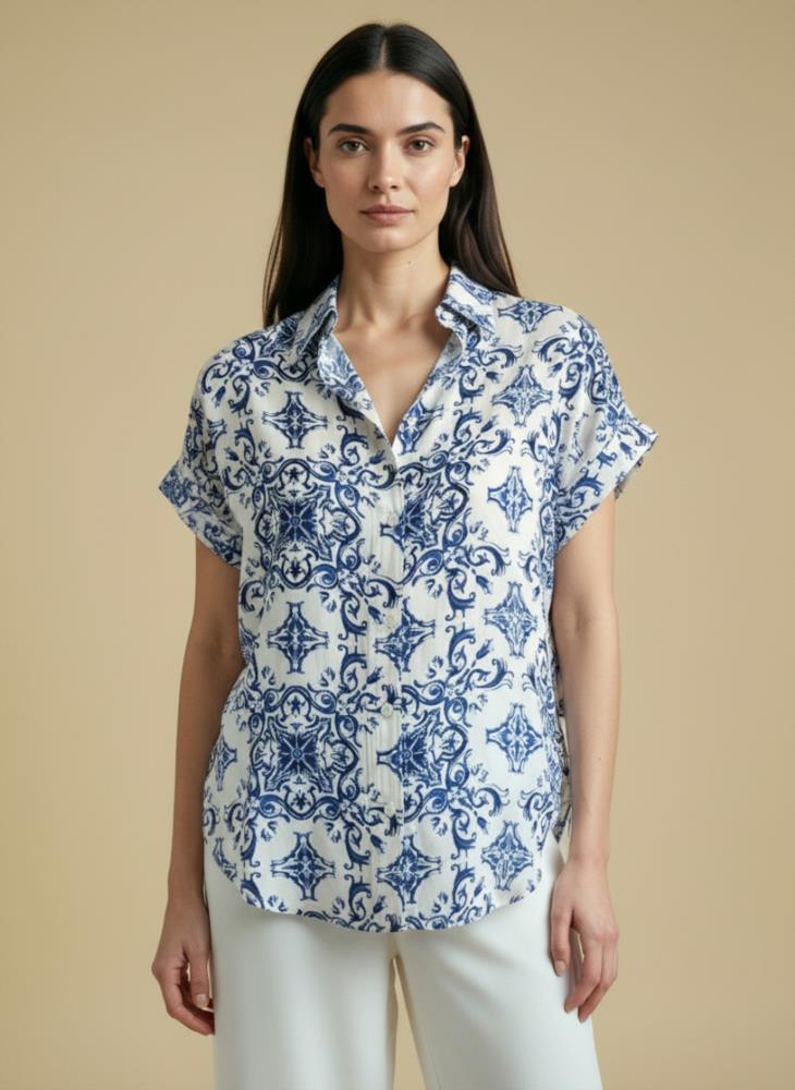 Camisa manga corta estampado mayólica Surkana Repa