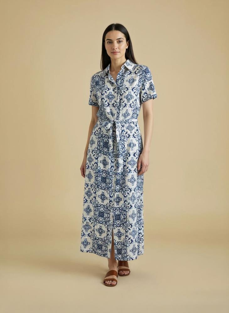 Vestido camisero estampado mayólica Surkana Repa 