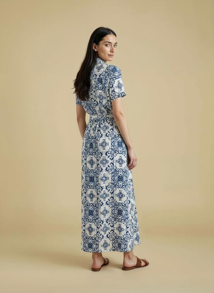 Vestido camisero estampado mayólica Surkana Repa  trasera