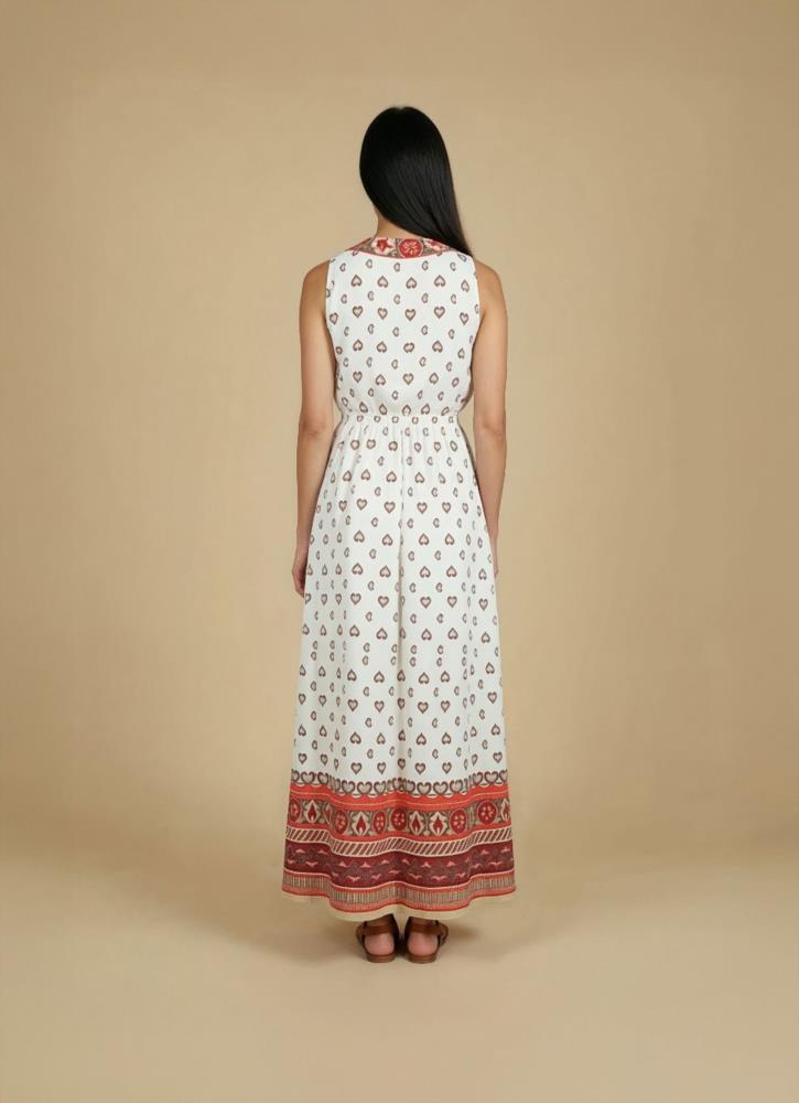 Vestido sisa estampado block print Surkana Repa trasera