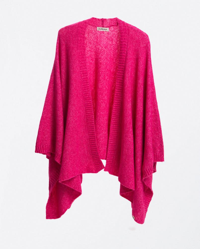 Chaqueta poncho punto de arroz Surkana Waya 834 Fuxia