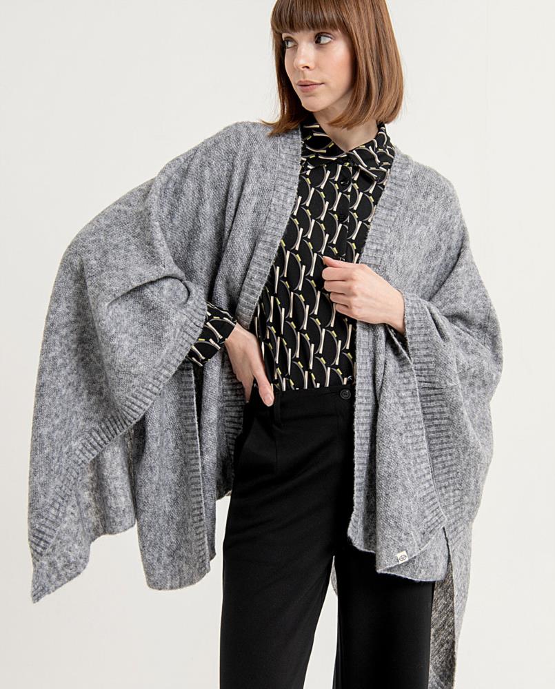 Chaqueta poncho punto de arroz Surkana Waya 834 gris