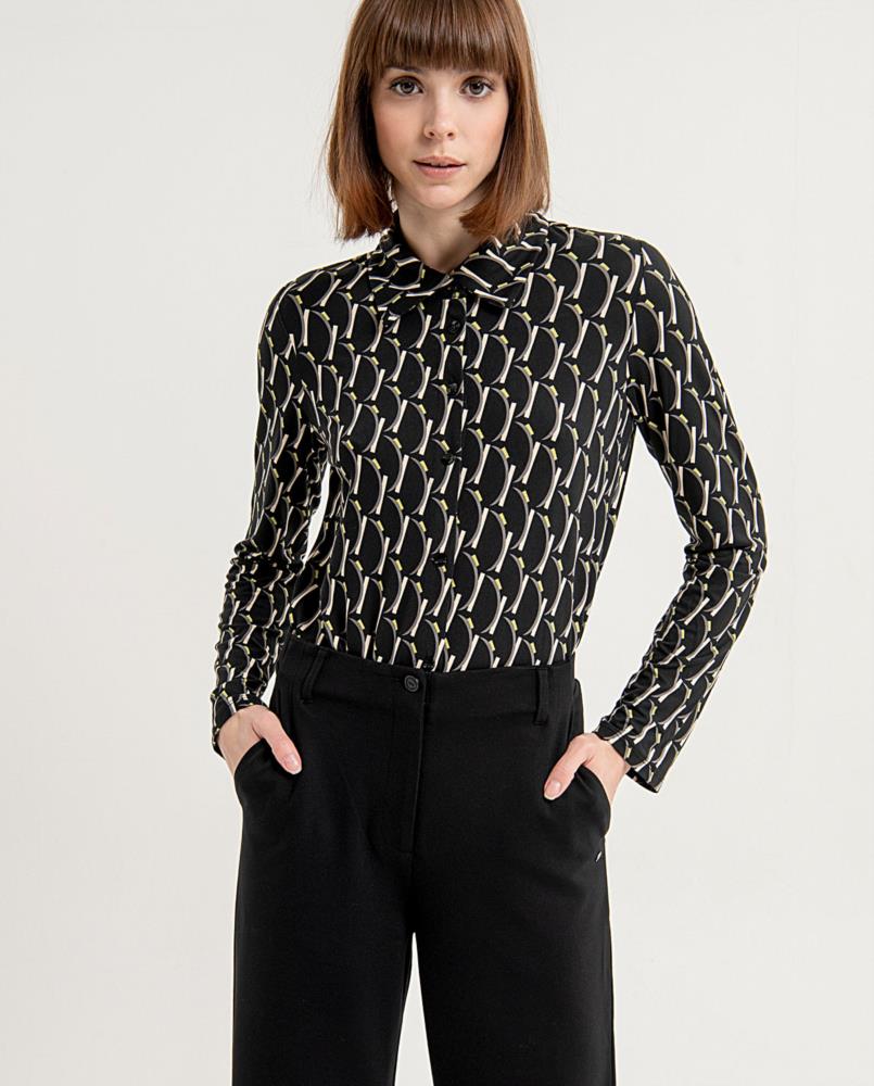 Pantalón ancho cinturón elastica Surkana Esro 513 negro detalle