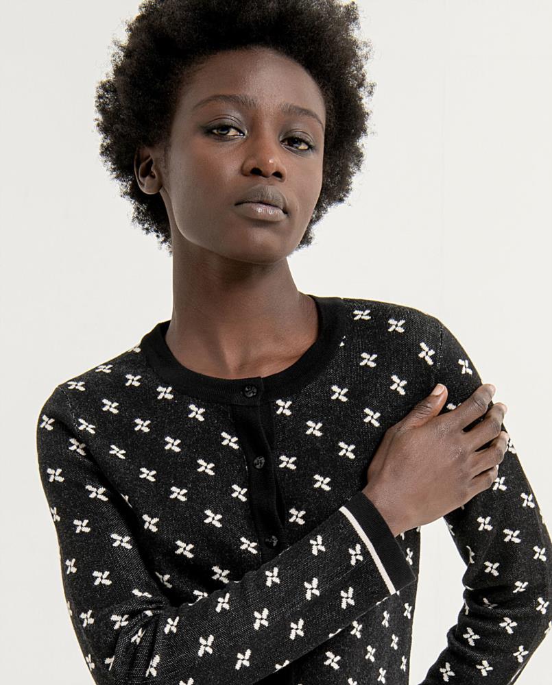 Chaqueta punto molinos de viento Surkana Fuwu 333 negra detalle