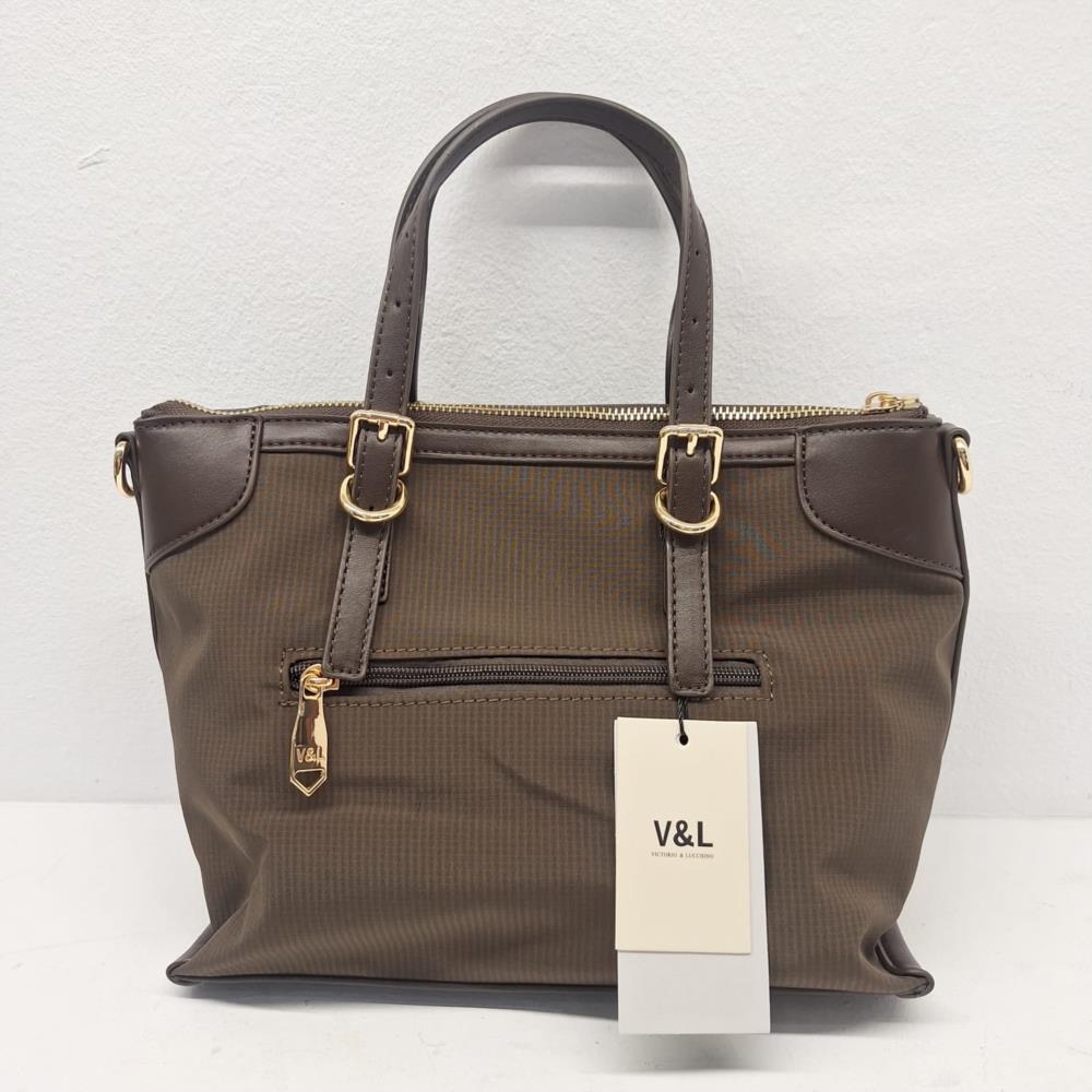 Bolso paquetero nylon rayado V&L verde trasera