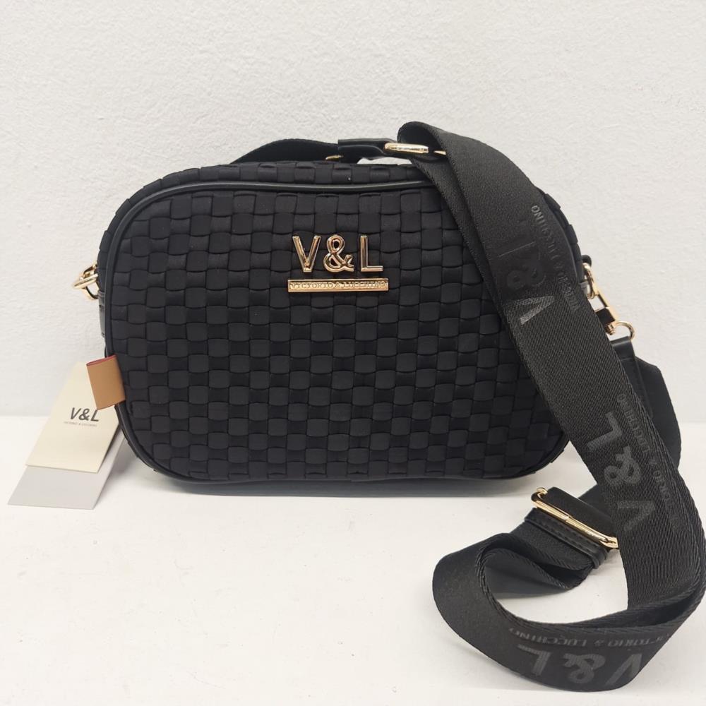 Bolso bandolera trenzado sedón V&L negro
