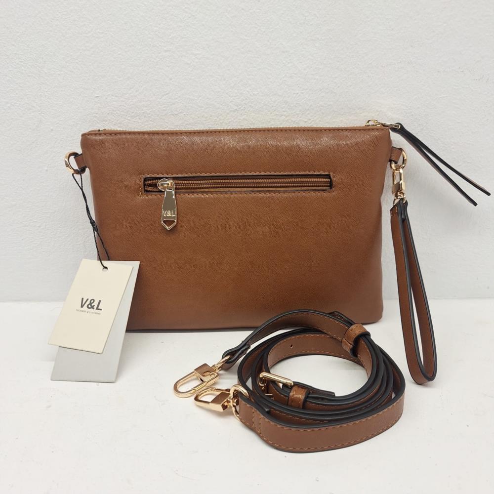 Bolso cartera lisa V&L cuero trasera