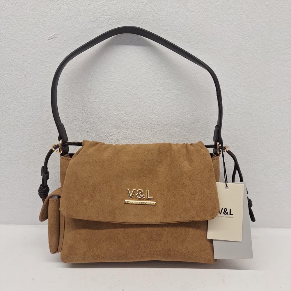 Bolso bandolera tapa fruncida V&L cuero