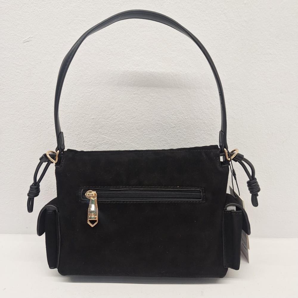 Bolso bandolera tapa fruncida V&L negro trasera