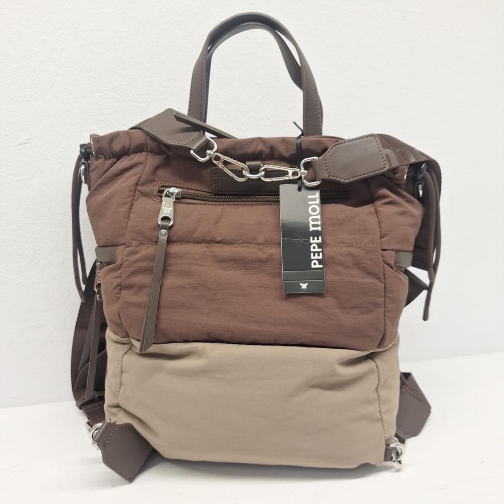Bolso mochila nylon acolchado bicolor PEPE MOLL trasera