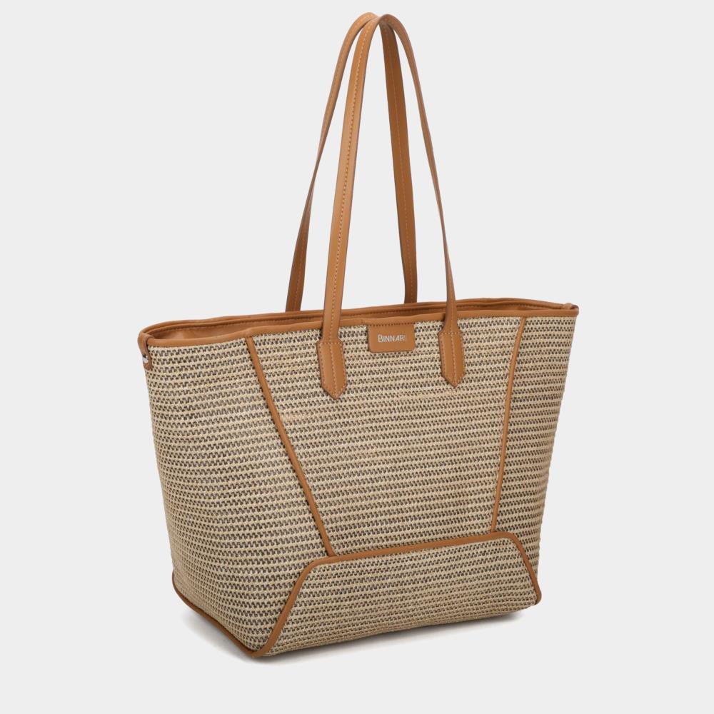 Bolso tote pajilla sobre Binnari 20520 LLobregat tostado ladeado