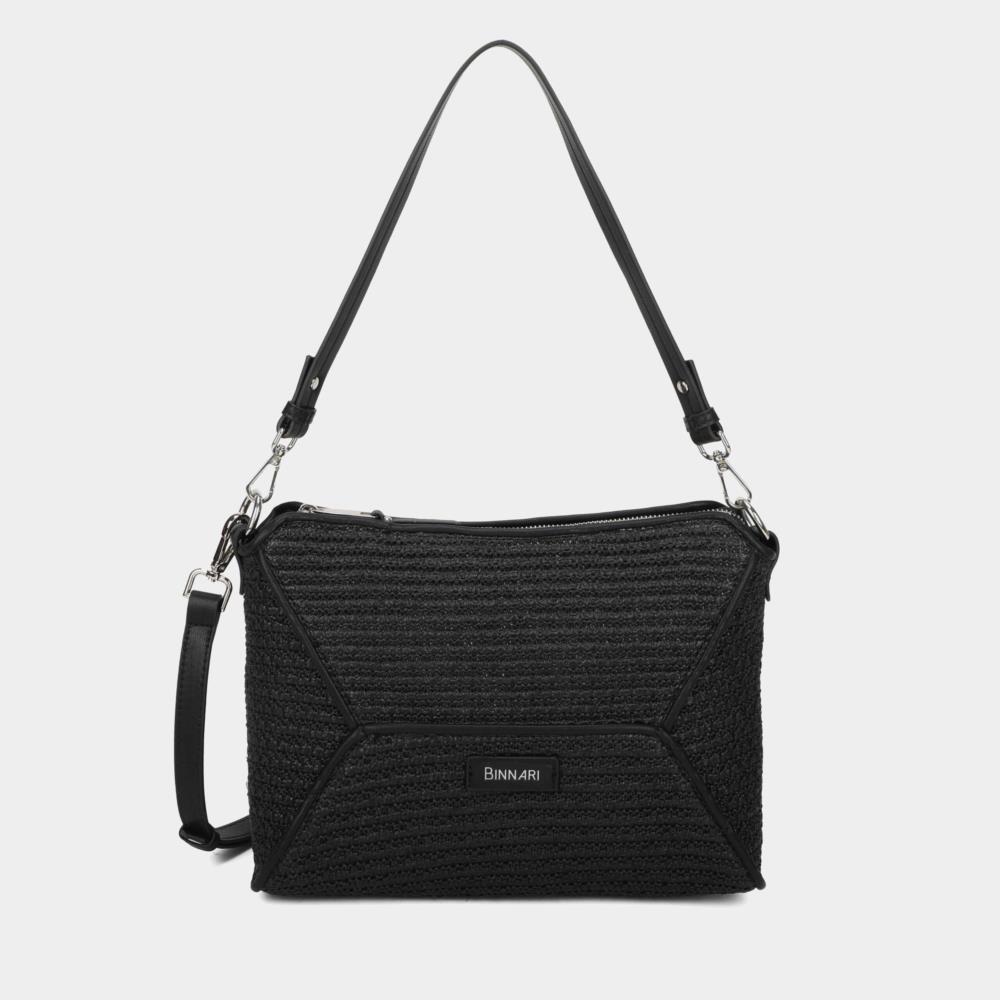 Bolso gondola pajilla sobre Binnari 20521 Llobregat negro