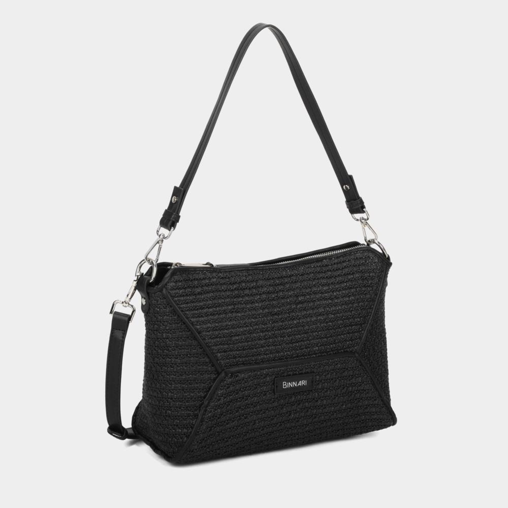 Bolso gondola pajilla sobre Binnari 20521 Llobregat negro lateral