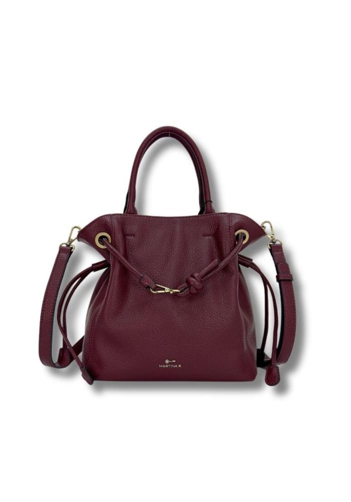 Bolso paquetero con borla fruncido Martina K granate