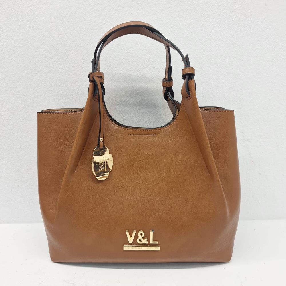 Bolso paquetero con neceser V&L VL761 cuero