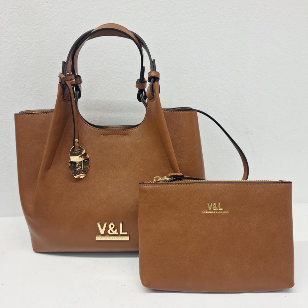 Bolso paquetero con neceser V&L VL761 cuero neceser
