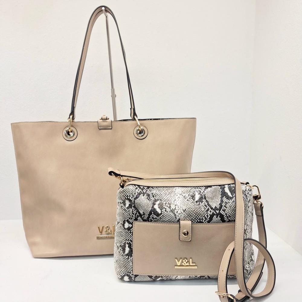  Bolso reversible serpiente V&L VL750 piedra