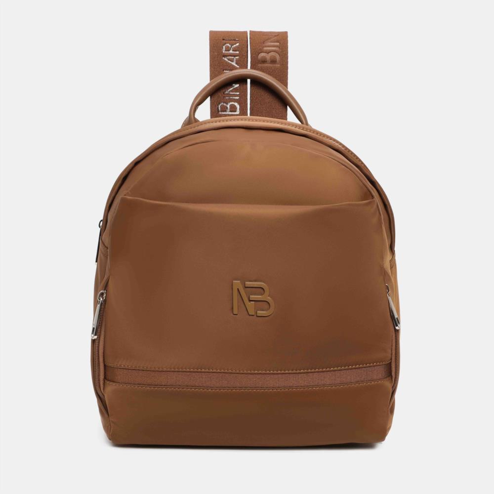 Bolso mochila nylon ancha Binnari Nubia nuez
