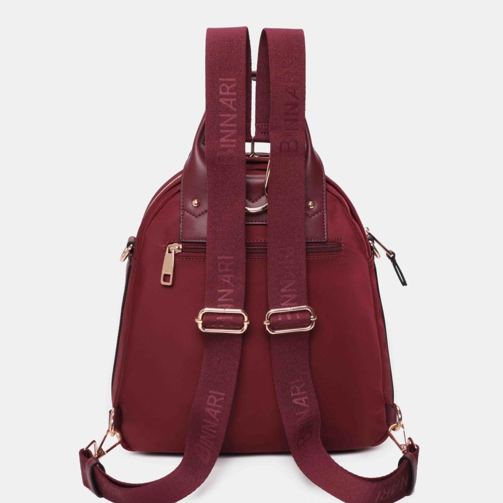 Bolso mochila nylon Binnari Petra granate trasera