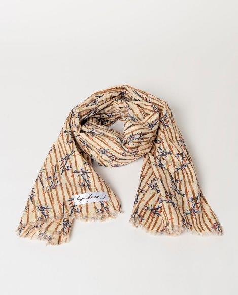 Pañuelo rectangular estampado Surkana MOAL225 beige con azul