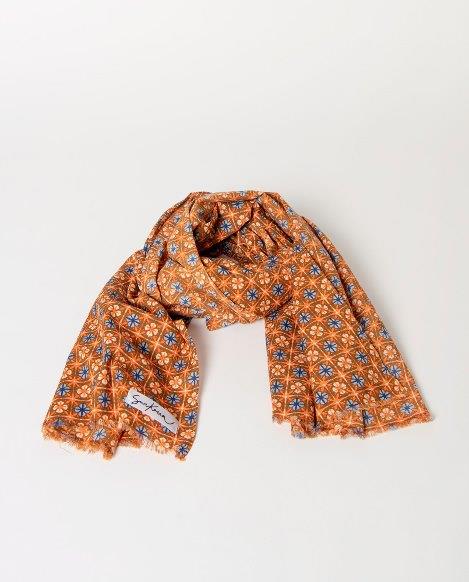 Pañuelo rectangular estampado Surkana MOAL227 naranja con azul