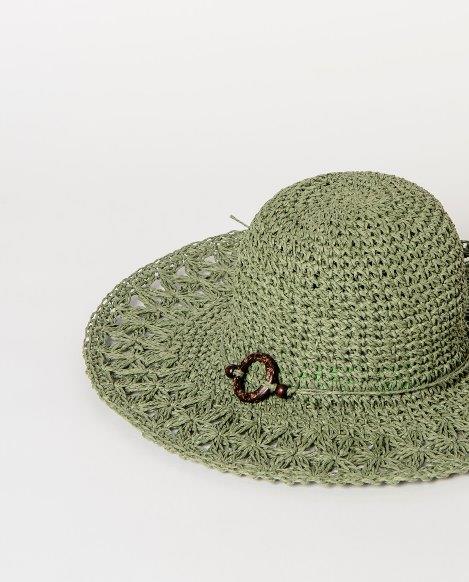Pamela de rafia lisa Surkana ORA521 verde detalle