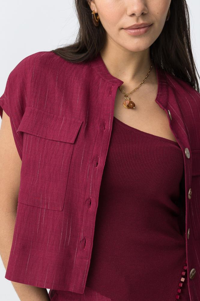 Bolero sisa con bolsillos Tiffosi Cookie_1c magenta detalle